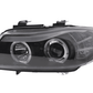 BMW 3-series E90 E91 Black Angel Eyes LED Headlight Set (2005-2012)