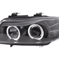 BMW 3-series E90 E91 Black Angel Eyes LED Headlight Set (2005-2012)
