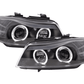BMW 3-series E90 E91 Black Angel Eyes LED Headlight Set (2005-2012)