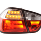 BMW 3-Series E90 Sedan Red/Clear LED Bar Taillights (2005-2008)