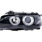 BMW E46 3-Series Coupe Black OE+ Angel Eyes Headlights - (2002-2005)
