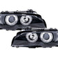 BMW E46 3-Series Coupe Black OE+ Angel Eyes Headlights - (2002-2005)