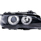 BMW E46 3-Series Coupe Black OE+ Angel Eyes Headlights - (2002-2005)