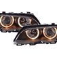 BMW E46 3-Series Sedan Black OE+ Angel Eyes Headlights - (2003-2006)