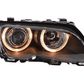 BMW E46 3-Series Sedan Black OE+ Angel Eyes Headlights - (2003-2006)