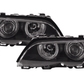 BMW E46 3-Series Sedan Black OE+ Angel Eyes Headlights - (2003-2006)
