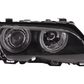 BMW E46 3-Series Sedan Black OE+ Angel Eyes Headlights - (2003-2006)