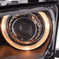 BMW E46 3-Series Sedan Black OE+ Angel Eyes Headlights - (2003-2006)