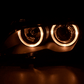 BMW E46 3-Series Sedan Black OE+ Angel Eyes Headlights - (2003-2006)