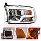 Anzo Dodge Ram 09-18 Projector Plank Style Headlight w/ Halo Chrome Clear A
