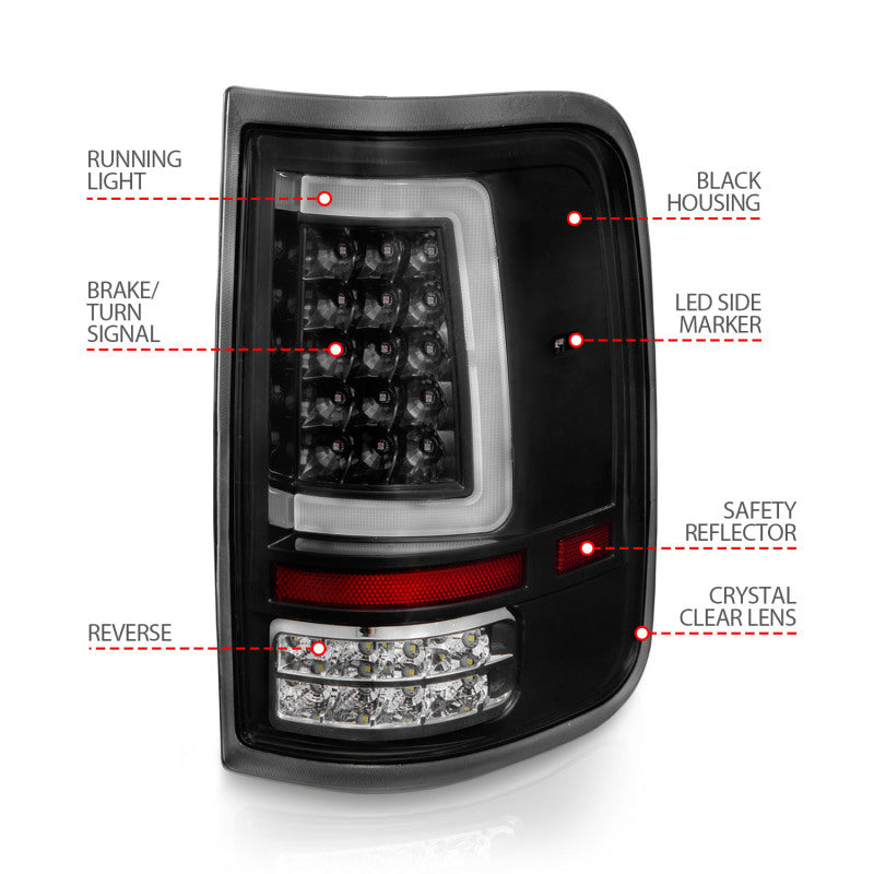 ANZO 2004-2006 Ford F-150 LED Tail Lights w/ Light Bar Black Housing Clear Lens 311342