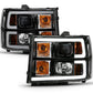 ANZO 2007-2013 Gmc Sierra 1500 Projector Headlight Plank Style Black w/ Clear Lens Amber 111482