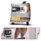ANZO 16-18 Chevy Silverado1500 (Factory HID Models) LED Prj Light Bar Style Headlights Chrome - Pair 111625A