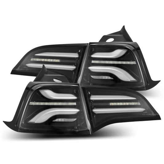 AlphaRex 20-22 Tesla Model Y PRO-Series LED Tail Lights Jet Black w/Seq Sig 601030 *Discontinued