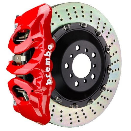 Brembo 25+ BMW X3 30 xDrive/BMW X3 M50 xDrive Fr GT BBK 6 Piston Cast 405x34 2pc Rotor Drilled - Red 1T1.9513A2