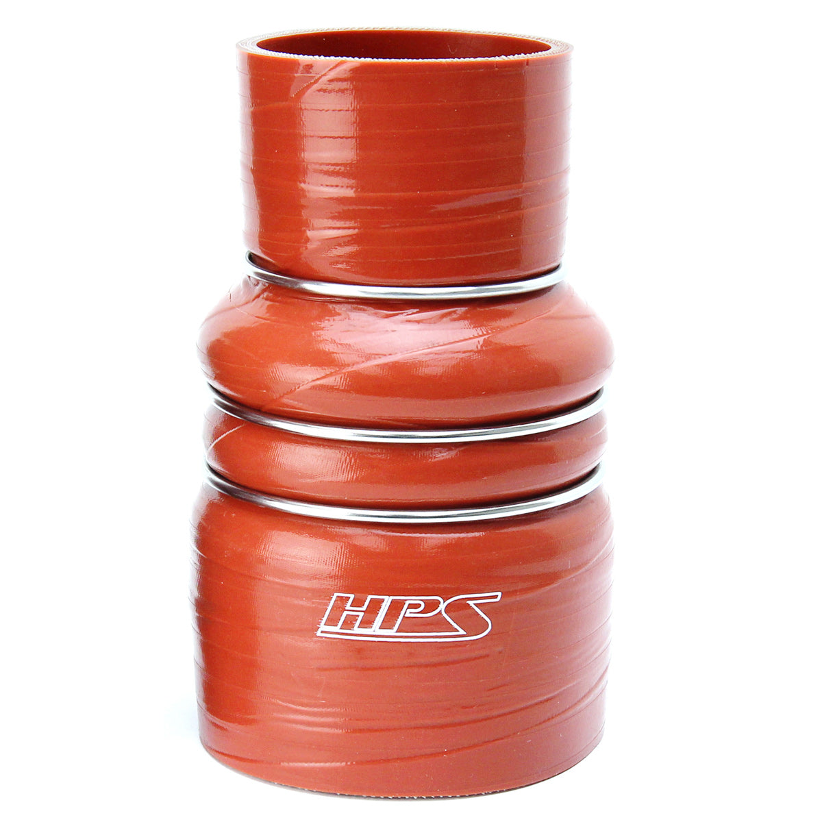 HPS Performance Products HPS 3-1/2" - 4-1/2" ID, 6" Length, Silicone Charge Air Cooler CAC Hose Double Hump Reducer Coupler Bellow Hot Side, Ultra High Temp 4-ply Aramid Reinforced, 89mm - 114mm ID