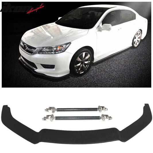 2013-2015 Honda Accord Sedan Textured Black Front Bumper Lip & Rod