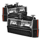 SPYDER Xtune GMC Yukon 92-93 Crystal Headlights w/ Corner & LED Bumper Black HD-JH-GMCCK88-LED-AM-BK-SET 5073532