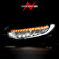 ANZO 16-17 Honda Civic Projector Headlights Plank Style Black w/Amber/Sequential Turn Signal 121527