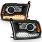 ANZO 2009-2018 Dodge Ram 1500 Projector Headlights Plank Style Halo w/Switchback Matte Black 111489