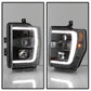 Spyder 08-10 Ford F-250 Projector Headlights V2 - Light Bar DRL LED - Black PRO-YD-FS08V2-LB-BK 5084477