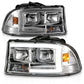 ANZO 97-04 Dodge Dakota/Durango Crystal headlight Set w/ Light Bar Chrome Housing 111592