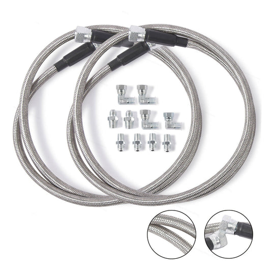 SS 52"Length Braided Transmission Cooler Hose Line Fitting For TH350 700R4 TH400