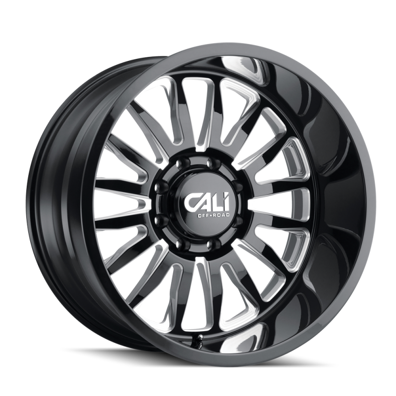 Cali Off-Road 9110 Summit 22x12 / 6x139.7 BP / -51mm Offset / 106mm Hub Gloss Black Milled Wheel 9110-22283BM