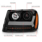 ANZO 2006-2009 Chevrolet Trailblazer Projector Headlights w/ Plank Style Design Black w/ Amber 111390
