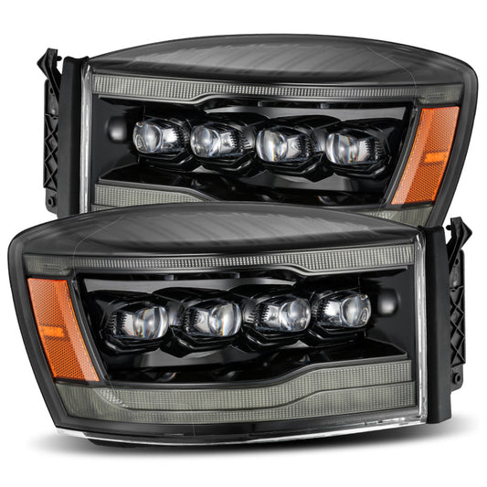AlphaRex 06-08 Ram 1500HD NOVA LED Proj Headlights Plnk Style Alpha Blk w/Seq Signal/DRL/Amber LED 880538 *Discontinued