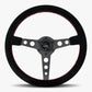 The Daytona | Black Alcantara Suede | Black Spoke | Red Stitch
