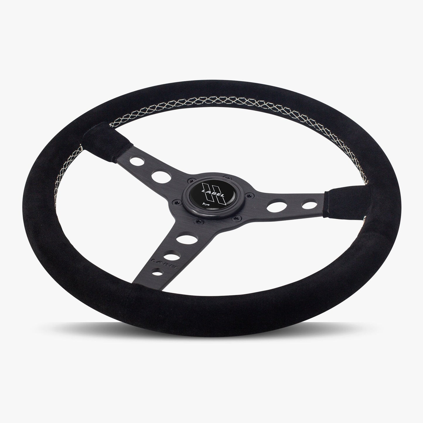 The Daytona | Black Alcantara Suede | Black Spoke | White Stitch