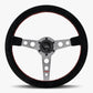 The Daytona | Black Alcantara Suede | Graphite Spoke | Red Stitch