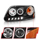 Anzo 1997.5-2003 Ford F-150 Projector Headlights w/ Halo and LED Black 1pc