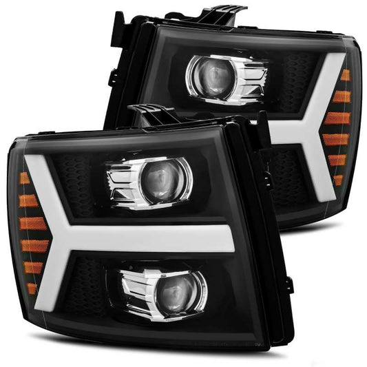 AlphaRex 07-13 Chevy 1500HD PRO-Series Proj Headlight Plank Style Matte Blk w/Activ Light/Seq Signal 880205 *Discontinued