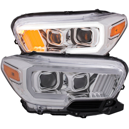 Anzo Toyota Tacoma 16-18 Projector Plank Style Headlight Chrome w/ Amber