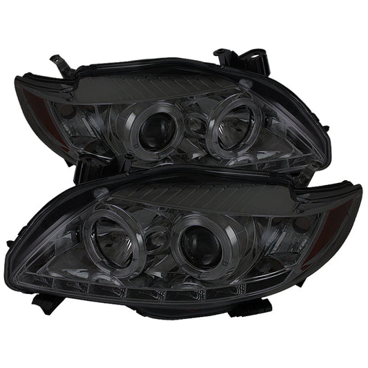 Spyder Toyota Corolla 09-10 Projector Headlights LED Halo DRL Smke High H1 Low H1 PRO-YD-TC09-DRL-SM 5032522