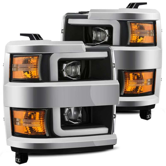 AlphaRex 15-19 Chevy 2500HD PRO-Series Proj Headlights Plank Style Black w/Chrome Acc w/Activ Light 880215 *Discontinued
