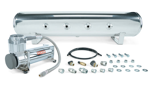 Air Lift 4 Gal. 7-Port Tank w/ Viair 444c Chrome Compressor (Incl. Fittings & Mounting Hardware) 27803