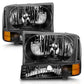 Anzo 2000-2004 Ford Excursion Crystal Headlights Black
