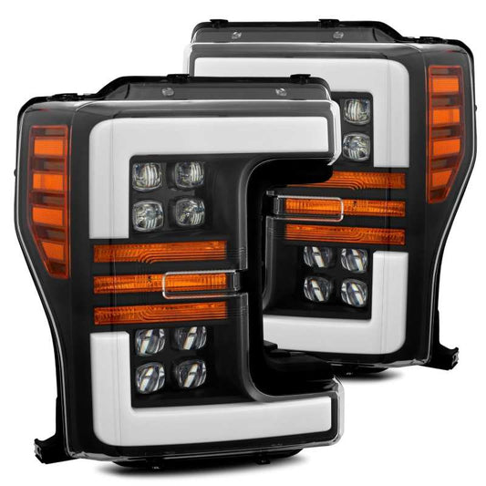 AlphaRex 17-19 Ford F-250 SD NOVA LED Proj Headlights Plank Style Matte Blk w/Activ Light/Seq Signal 880102 *Discontinued
