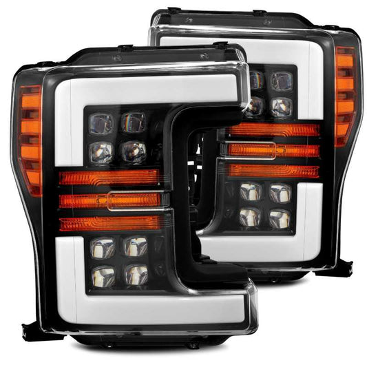 AlphaRex 17-19 Ford F-250 SD NOVA LED Proj Headlights Plank Style Gloss Blk w/Activ Light/Seq Signal 880100 *Discontinued