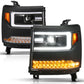 ANZO 16-18 Chevy Silverado1500 (Factory HID Models) LED Proj Light Bar Style Headlights Black - Pair 111624A