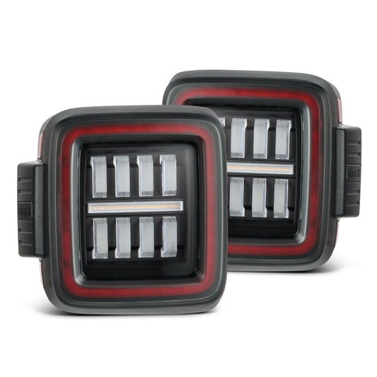AlphaRex 18-23 Jeep Wrangler JL NOVA Prismatic LED Taillights Black-Red 602020 *Discontinued