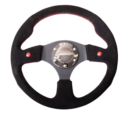 NRG Reinforced Steering Wheel (320mm) Blk Suede w/Dual Buttons