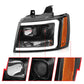 ANZO 07-14 Chevy Tahoe Projector Headlights w/ Plank Style Design Black w/ Amber 111402