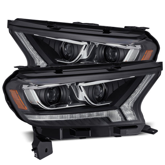 AlphaRex 19-21 Ford Ranger LUXX LED Proj Headlights Plank Style Black w/Seq Signal/DRL 880122 *Discontinued