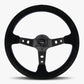 The Daytona | Black Alcantara Suede | Black Spoke | Bavarian Stitch