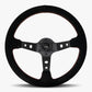 The Daytona | Black Alcantara Suede | Black Spoke | Euro Stitch