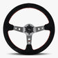 The Daytona | Black Alcantara Suede | Graphite Spoke | Red Stitch